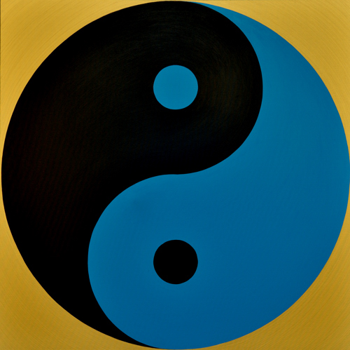 Wenlan Hu Frost - Black and Blue Yin Yang on Gold No.1