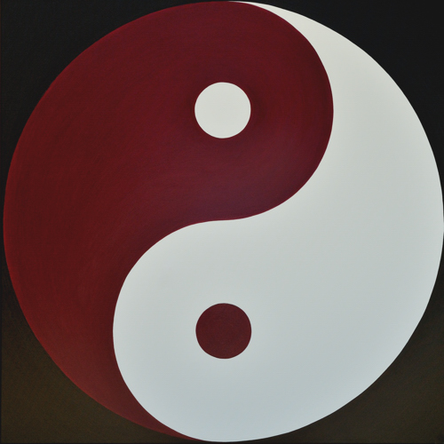 Wenlan Hu Frost - Magenta and White Yin Yang on Black No.1