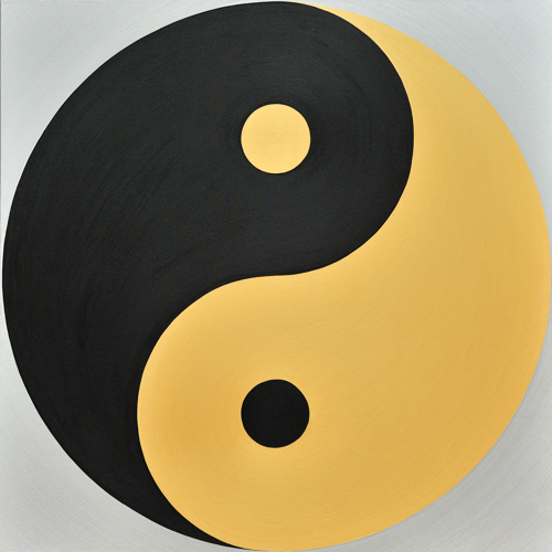 Wenlan Hu Frost - Black and Gold Yin Yang on Silver No.1