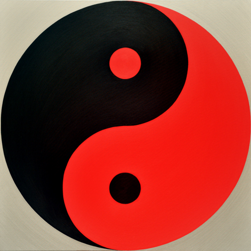 Wenlan Hu Frost - Black and Red Yin Yang on Silver No.1