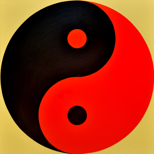 Wenlan Hu Frost - Black and Orange Yin Yang on Gold No.1