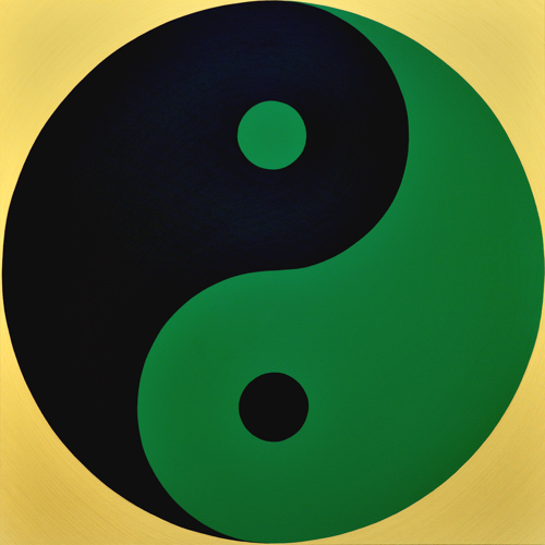 Wenlan Hu Frost - Black and Green Yin Yang on Gold No.1