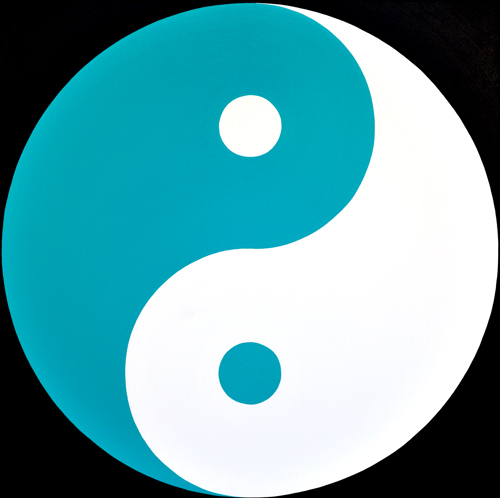 Wenlan Hu Frost - Teal and White Yin Yang on Black No.1